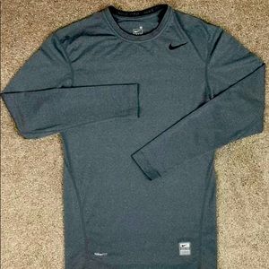Nike Pro NikeFITDRY Long Sleeve Athletic Shirt Gray Activewear Men’s Medium￼￼